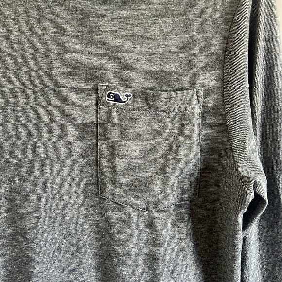 Vineyard Vines Edgartown T Shirt Hoodie Boys Large Gray Striped Performance - Picture 2 of 8